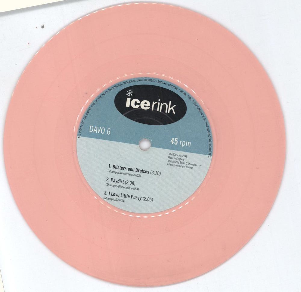 Shampoo Blisters And Bruises - Pinl vinyl UK 7" vinyl single (7 inch record / 45) 5018766606676