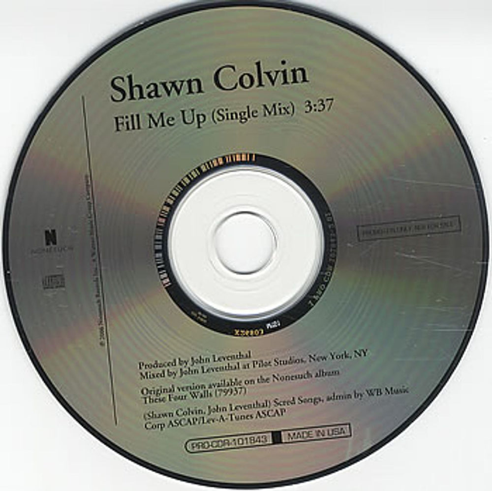 Shawn Colvin Fill Me Up US Promo CD single (CD5 / 5") PRO-CDR-101843