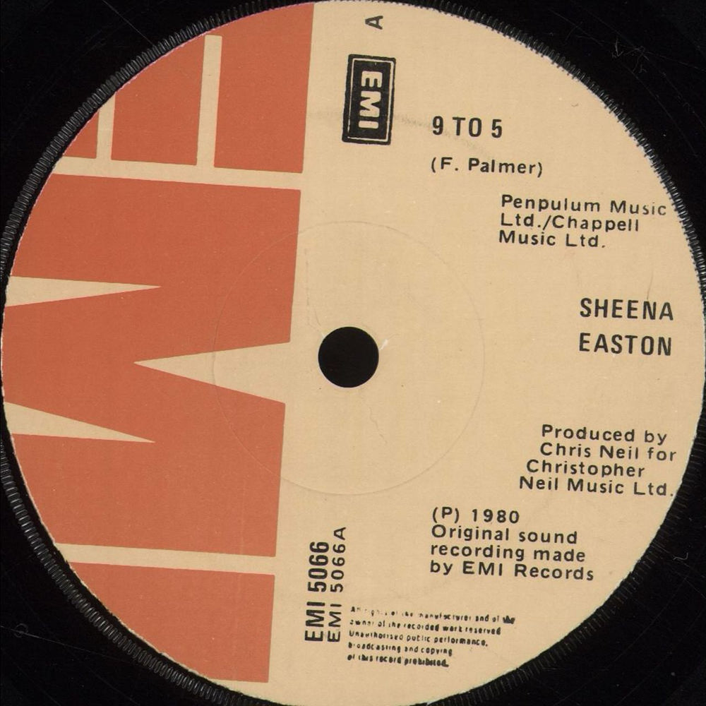 Sheena Easton 9 To 5 (Nine To Five) Irish 7" vinyl single (7 inch record / 45) EAS07TO701558