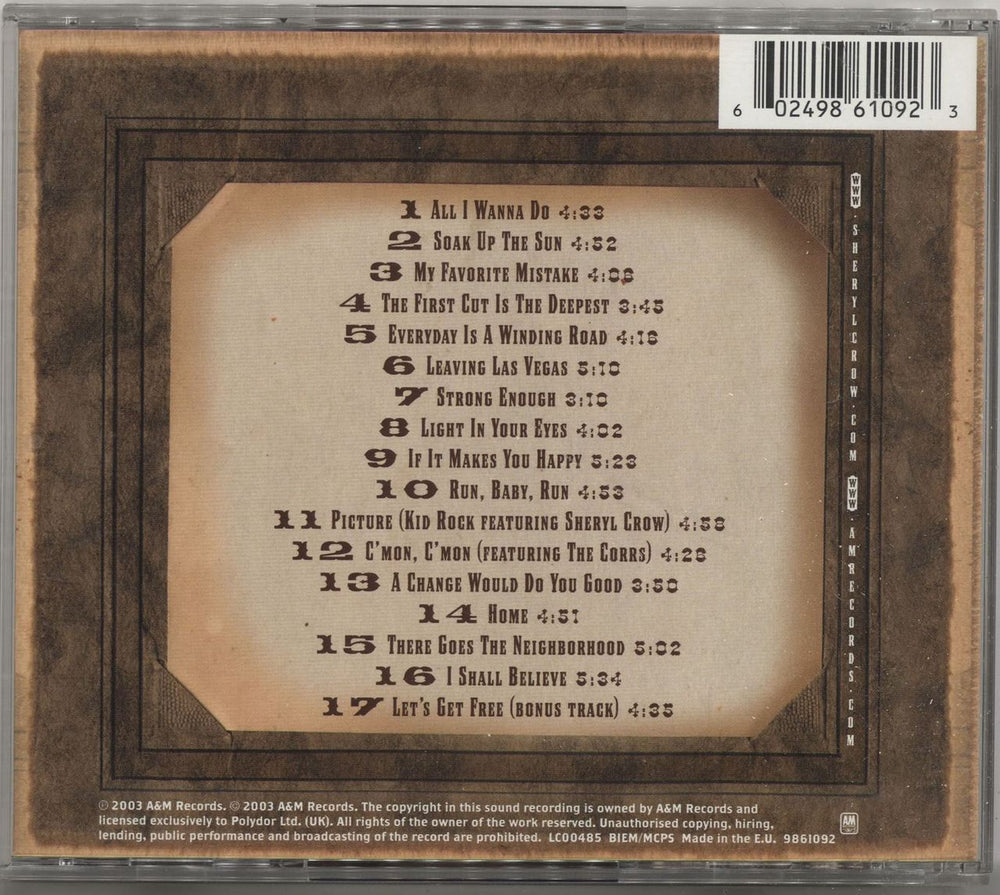 Sheryl Crow The Very Best Of UK CD album (CDLP) SCWCDTH258745