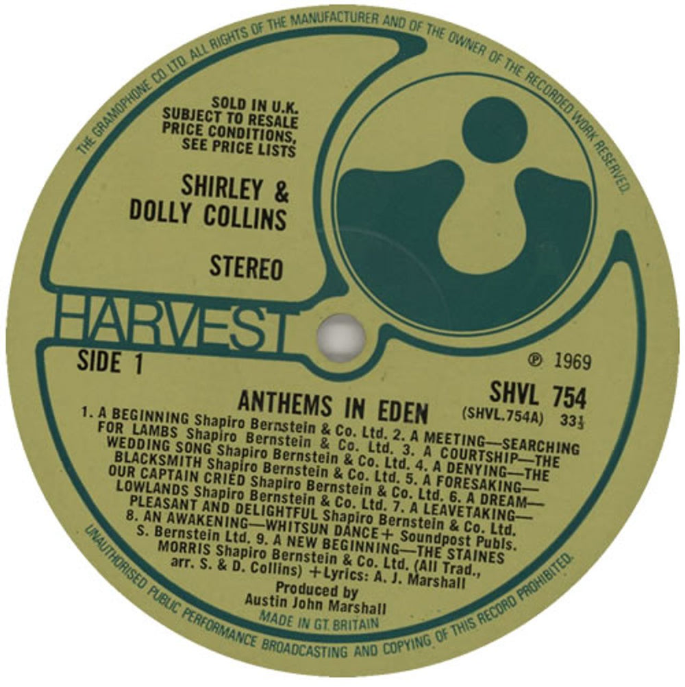 Shirley & Dolly Collins Anthems In Eden - 1st UK vinyl LP album (LP record) V2MLPAN580049