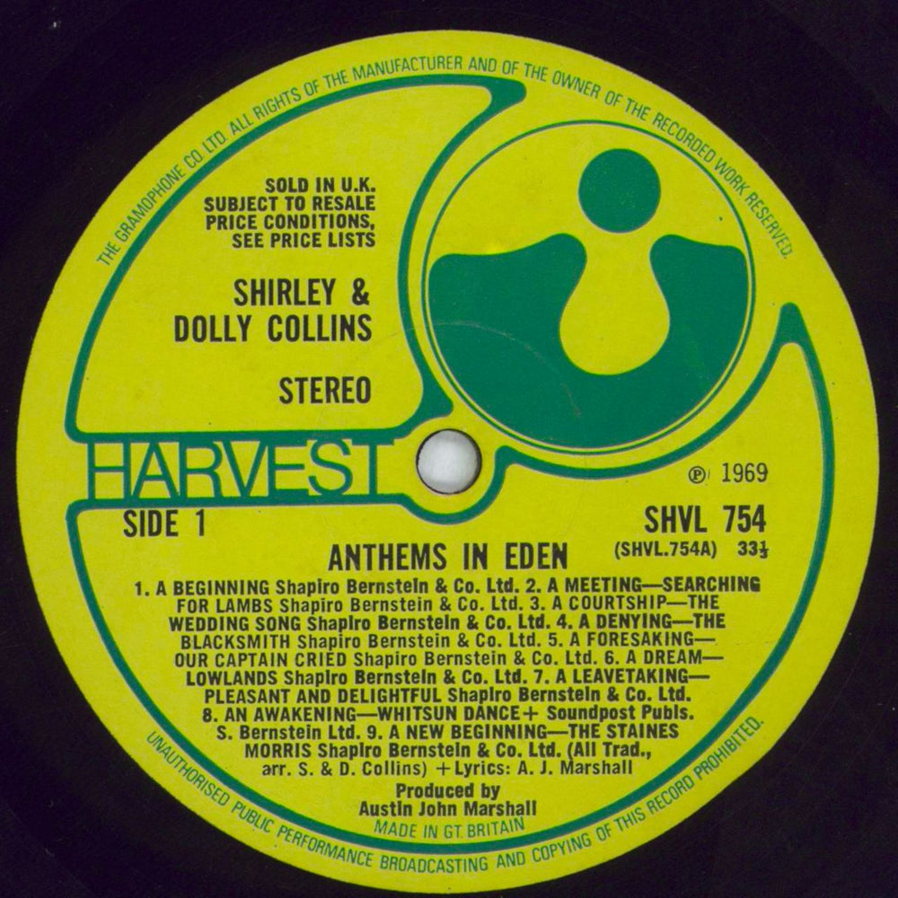 Shirley & Dolly Collins Anthems In Eden - 1st - VG UK vinyl LP album (LP record) V2MLPAN821368