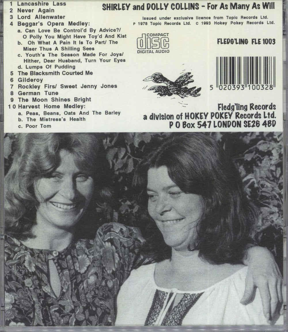 Shirley & Dolly Collins For As Many As Will UK CD album (CDLP)