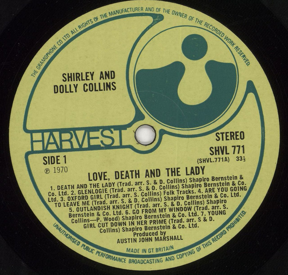 Shirley & Dolly Collins Love, Death & The Lady - 1st UK vinyl LP album (LP record) V2MLPLO580050