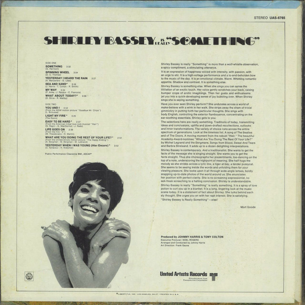 Shirley Bassey Is Really "Something" US vinyl LP album (LP record)