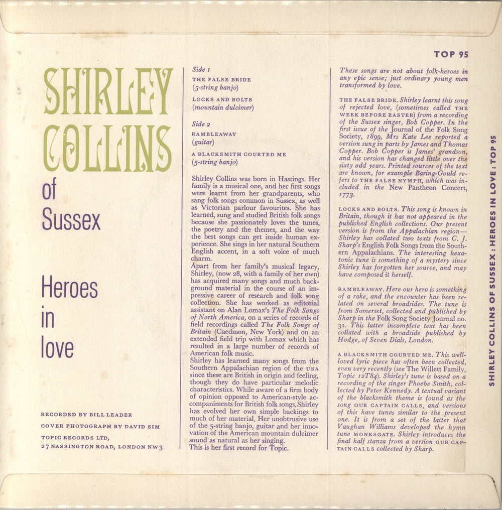 Shirley Collins Heroes In Love UK 7" vinyl single (7 inch record / 45)