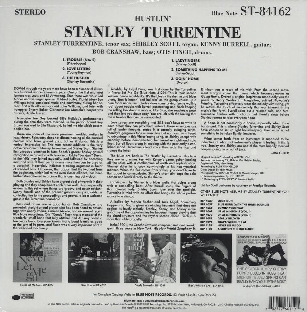 Shirley Scott & Stanley Turrentine Hustlin' - 180gm - Tone Poet Series US vinyl LP album (LP record) 602577661198