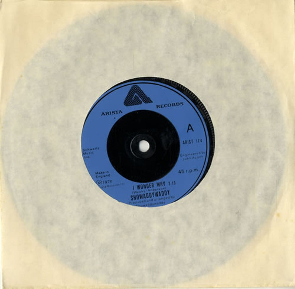 Showaddywaddy I Wonder Why - Inj UK 7" vinyl single (7 inch record / 45) ARIST174