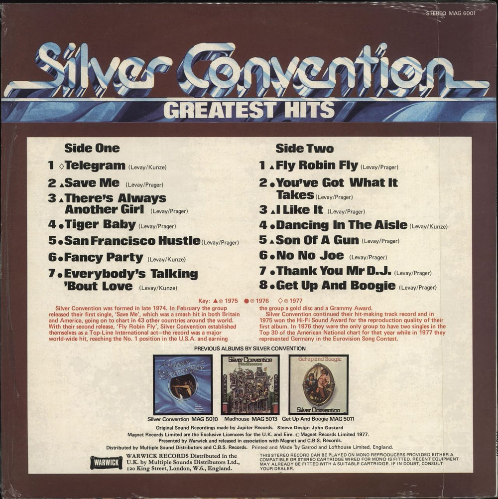 Silver Convention Greatest Hits UK vinyl LP album (LP record)