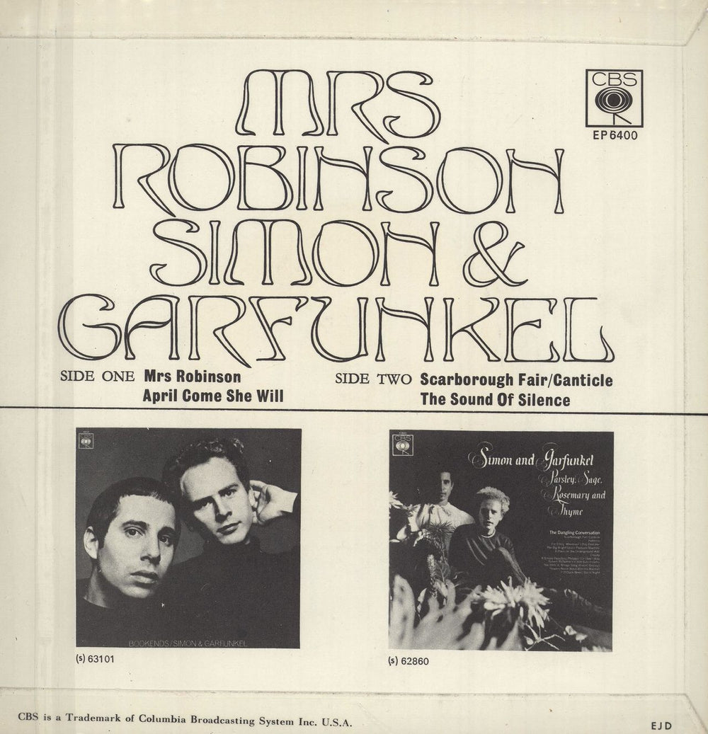 Simon & Garfunkel Mrs Robinson EP UK 7" vinyl single (7 inch record / 45)