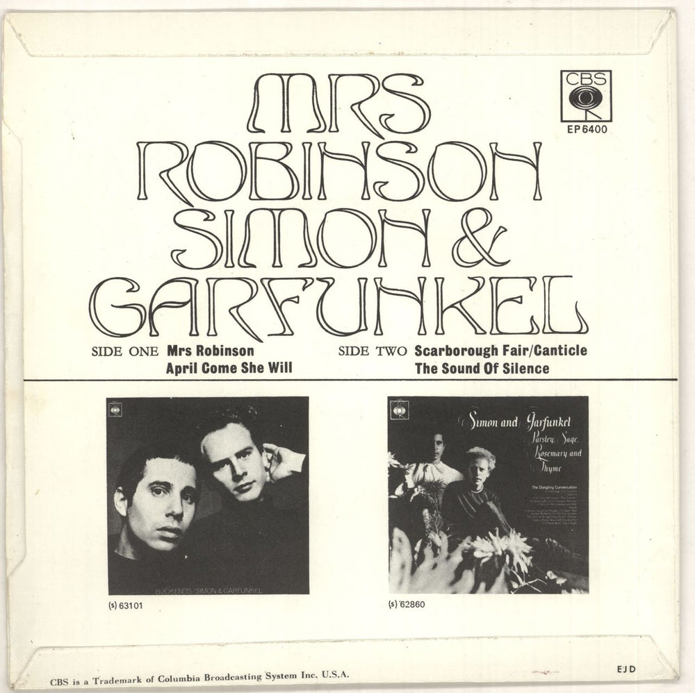 Simon & Garfunkel Mrs Robinson EP - VG UK 7" vinyl single (7 inch record / 45) SGF07MR739121