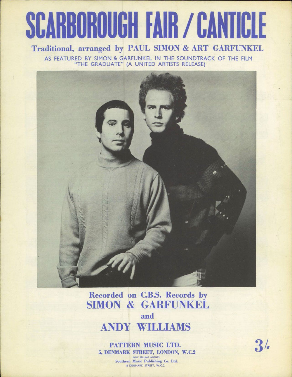 Simon & Garfunkel Scarborough Fair / Canticle UK sheet music SHEETMUSIC