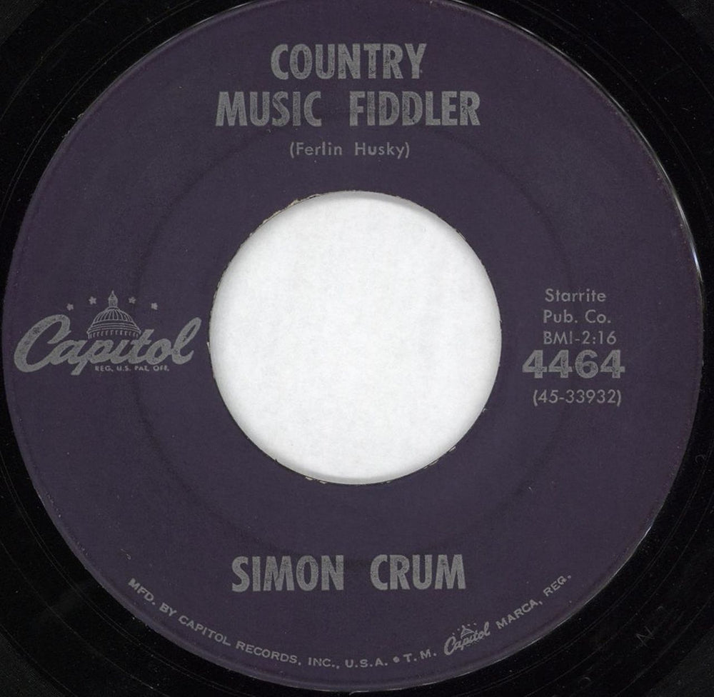 Simon Crum Country Music Fiddler US 7" vinyl single (7 inch record / 45) 4464