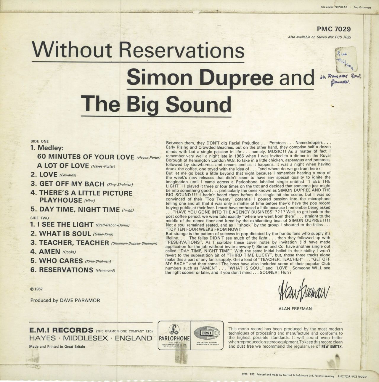 Simon Dupree & The Big Sound Without Reservations - VG - wos UK