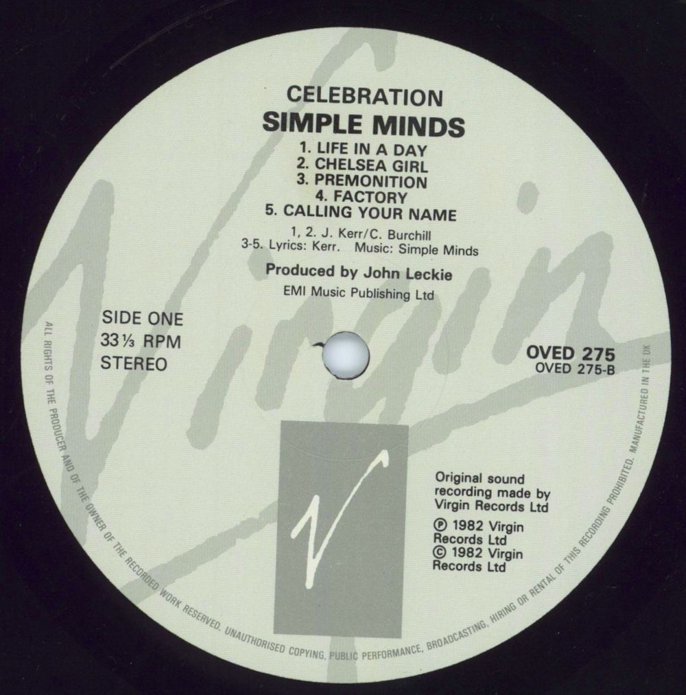 Simple Minds Celebration + Virgin Value Sticker UK vinyl LP album (LP record) SIMLPCE816640