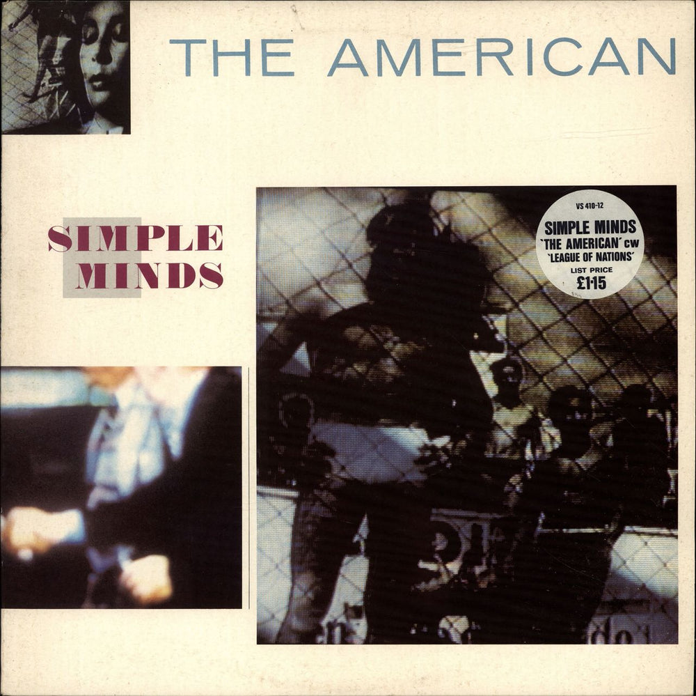 Simple Minds The American - Stickered sleeve UK 12" vinyl single (12 inch record / Maxi-single) VS410-12