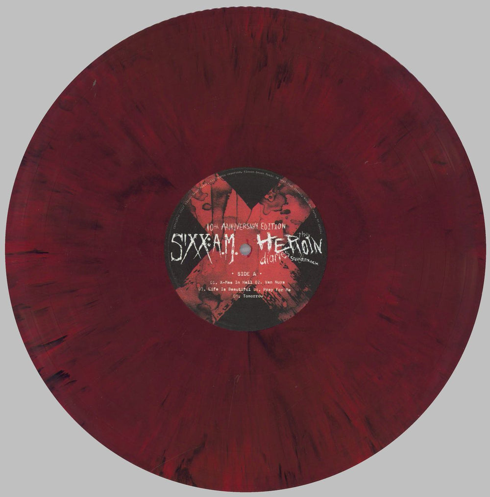 Sixx:AM The Heroin Diaries Soundtrack - Red & Black Marbled Vinyl US 2-LP vinyl record set (Double LP Album) 6AM2LTH822159