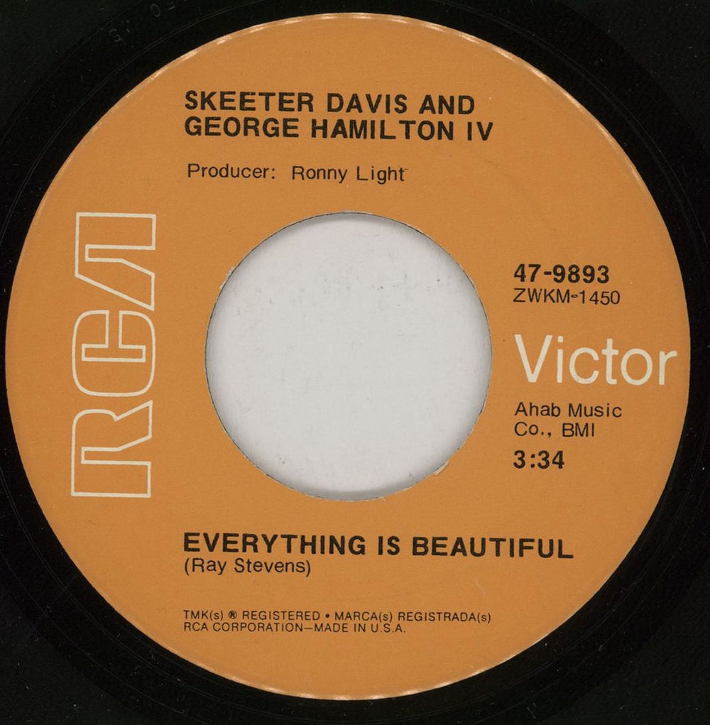 Skeeter Davis Everything Is Beautiful US 7" vinyl single (7 inch record / 45) 47-9893