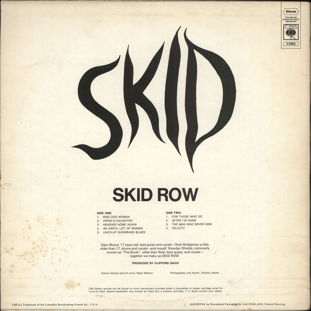 Skid Row (70s) Skid - 1st - EX UK vinyl LP album (LP record) KIWLPSK723572