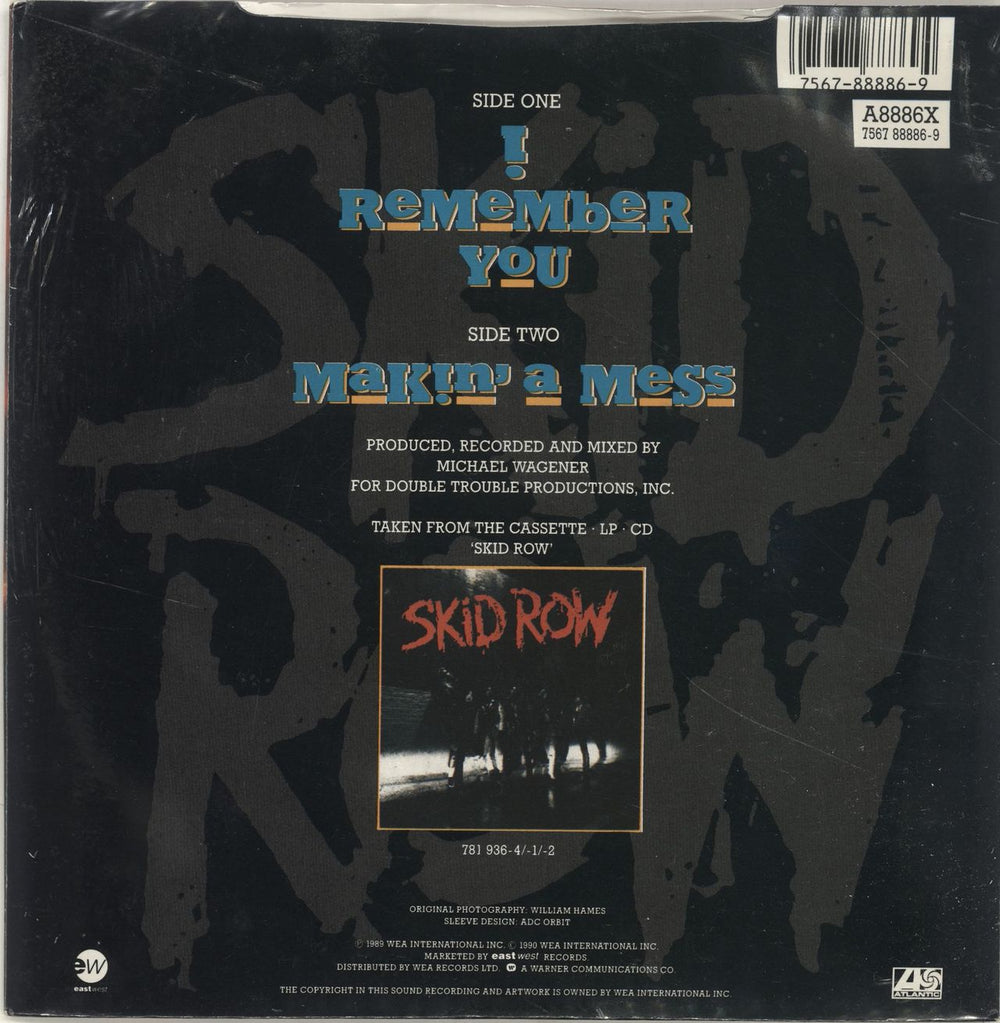 Skid Row (80s) I Remember You + tattoo UK 7" vinyl single (7 inch record / 45) 075678888694