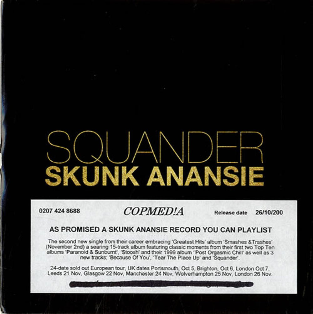 Skunk Anansie Squander UK Promo CD single (CD5 / 5") 1037TP7CDP