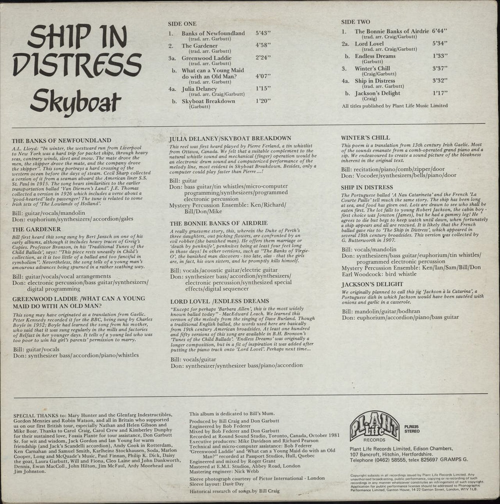 Skyboat Ship In Distress UK vinyl LP album (LP record)