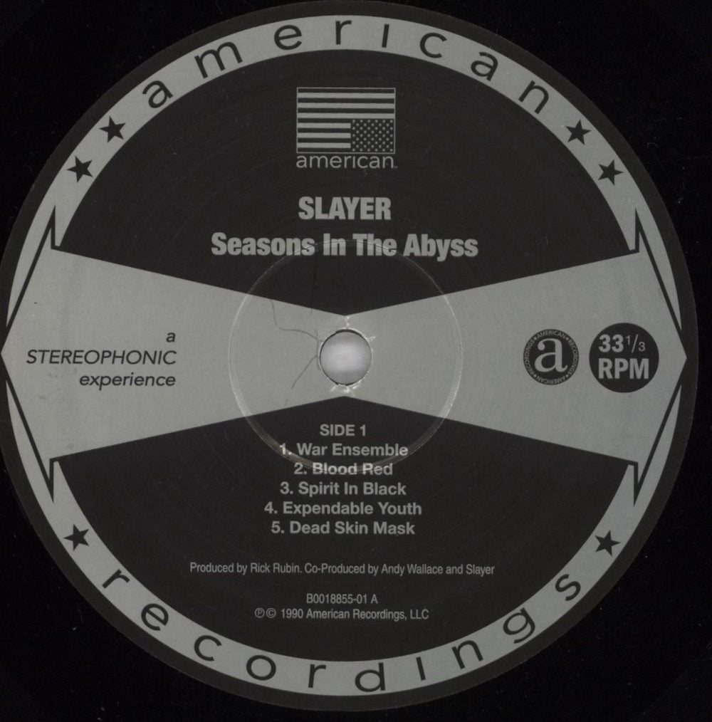 Slayer Seasons In The Abyss - 180 Gram Black Vinyl - EX US vinyl LP album (LP record) SLALPSE824712