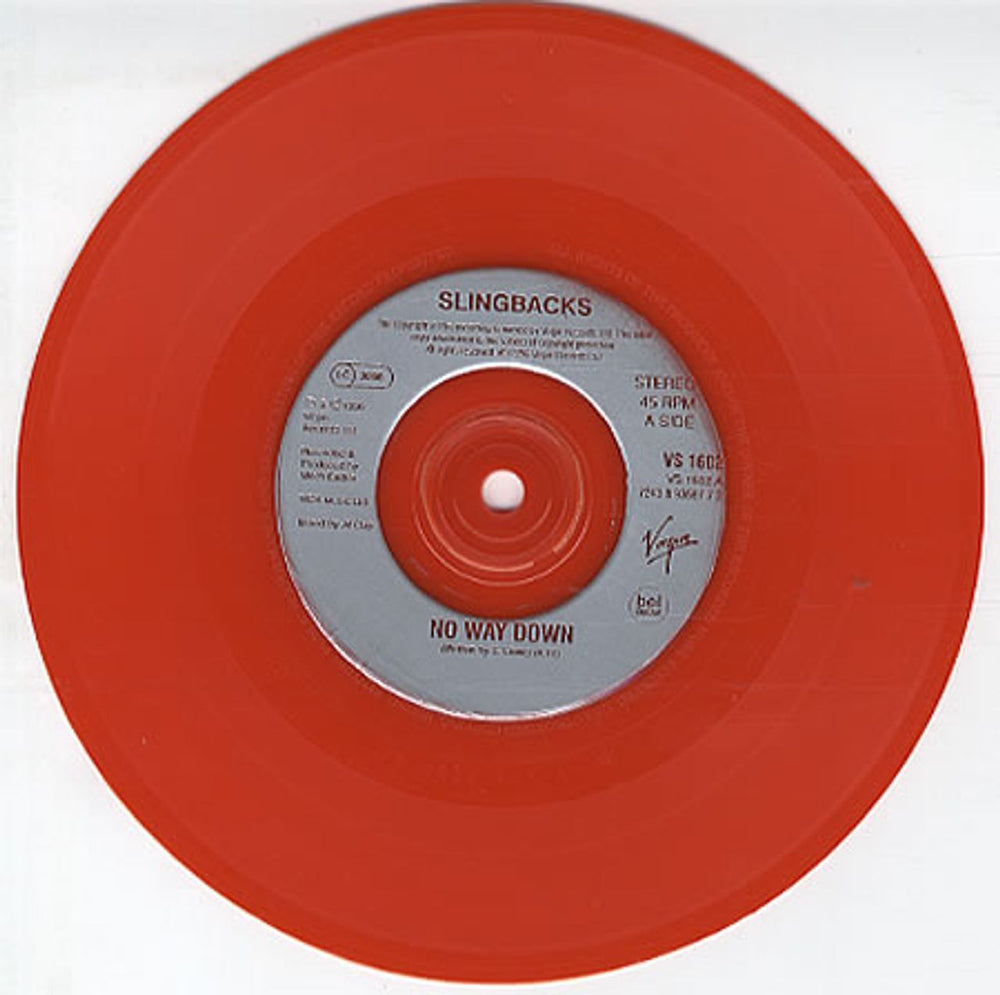 Slingbacks No Way Down - Red Vinyl UK 7" vinyl single (7 inch record / 45) SL807NO326548