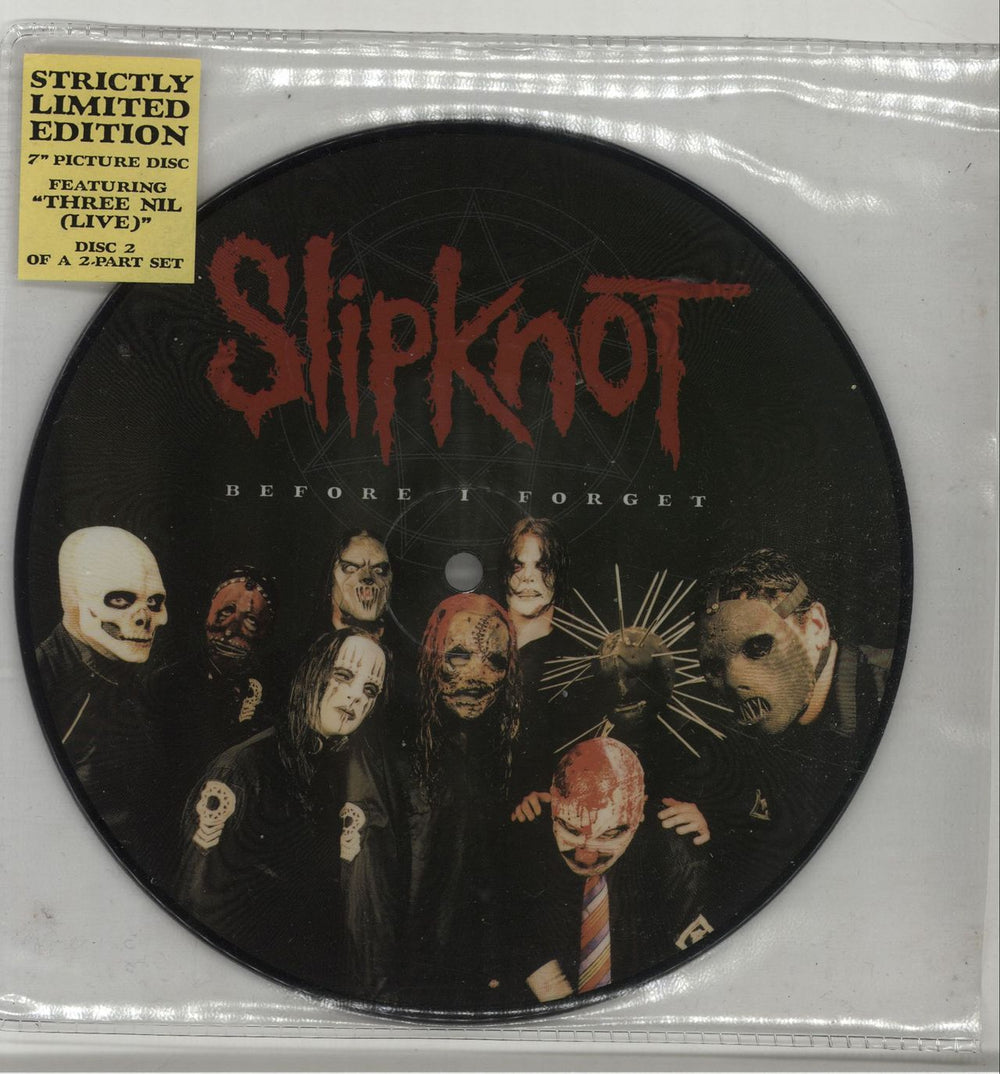 Slipknot Before I Forget UK 7" vinyl picture disc (7 inch picture disc single) RR39688