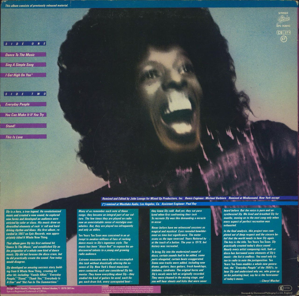 Sly & The Family Stone Ten Years Too Soon UK vinyl LP album (LP record)