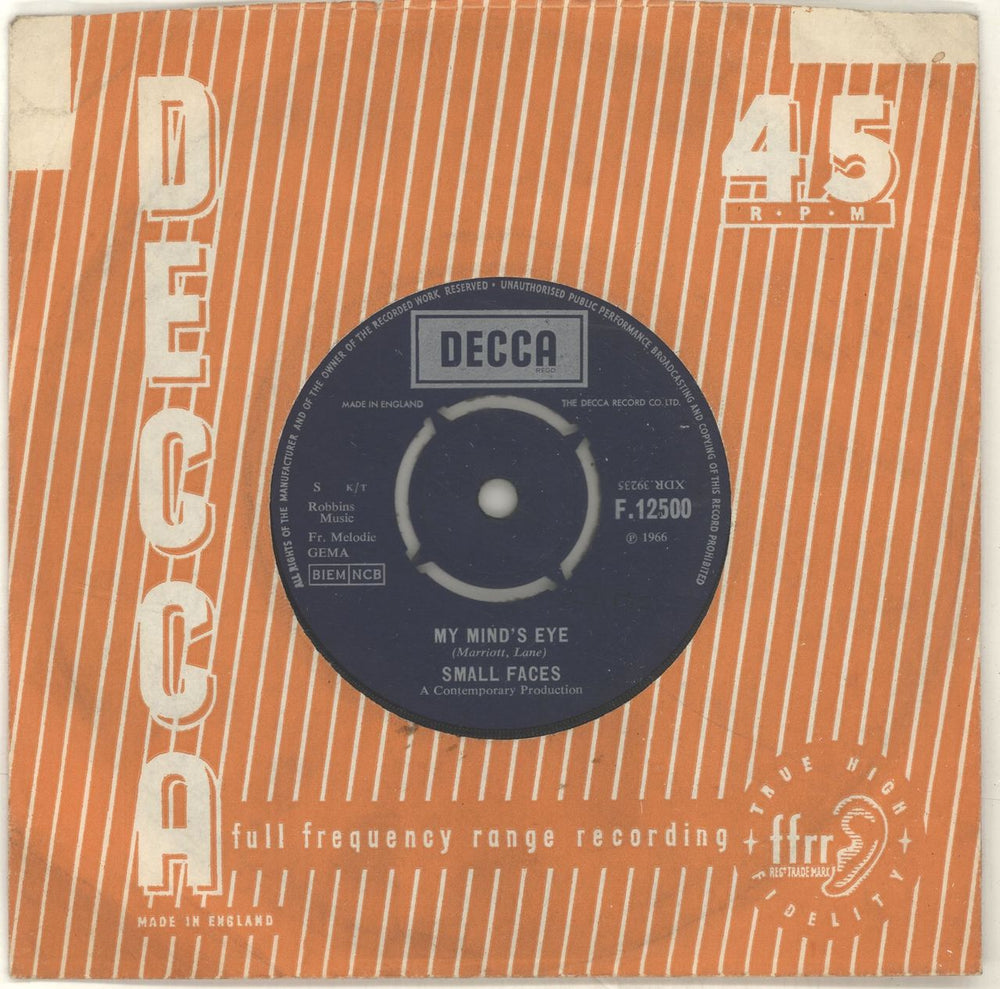 Small Faces My Mind's Eye - 1st - VG UK 7" vinyl single (7 inch record / 45) F.12500