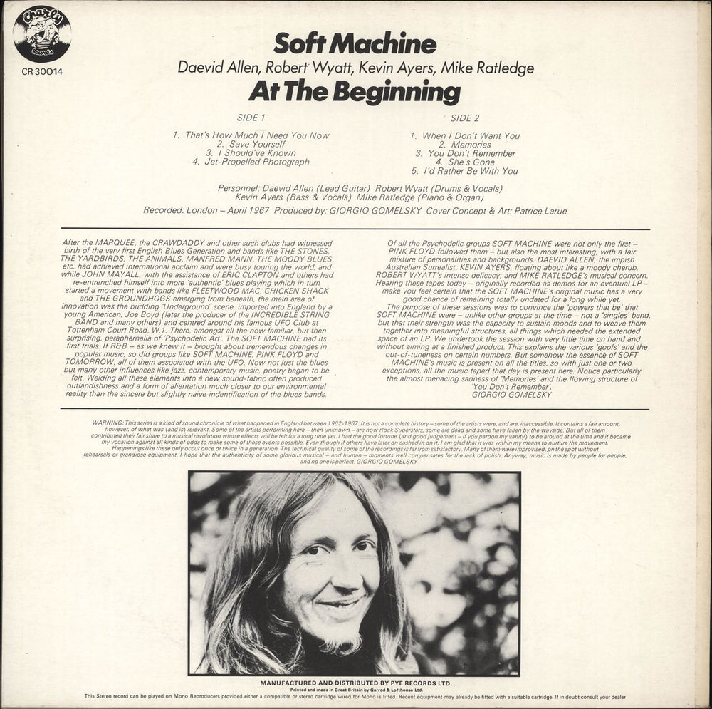 Soft Machine At The Beginning UK vinyl LP album (LP record)