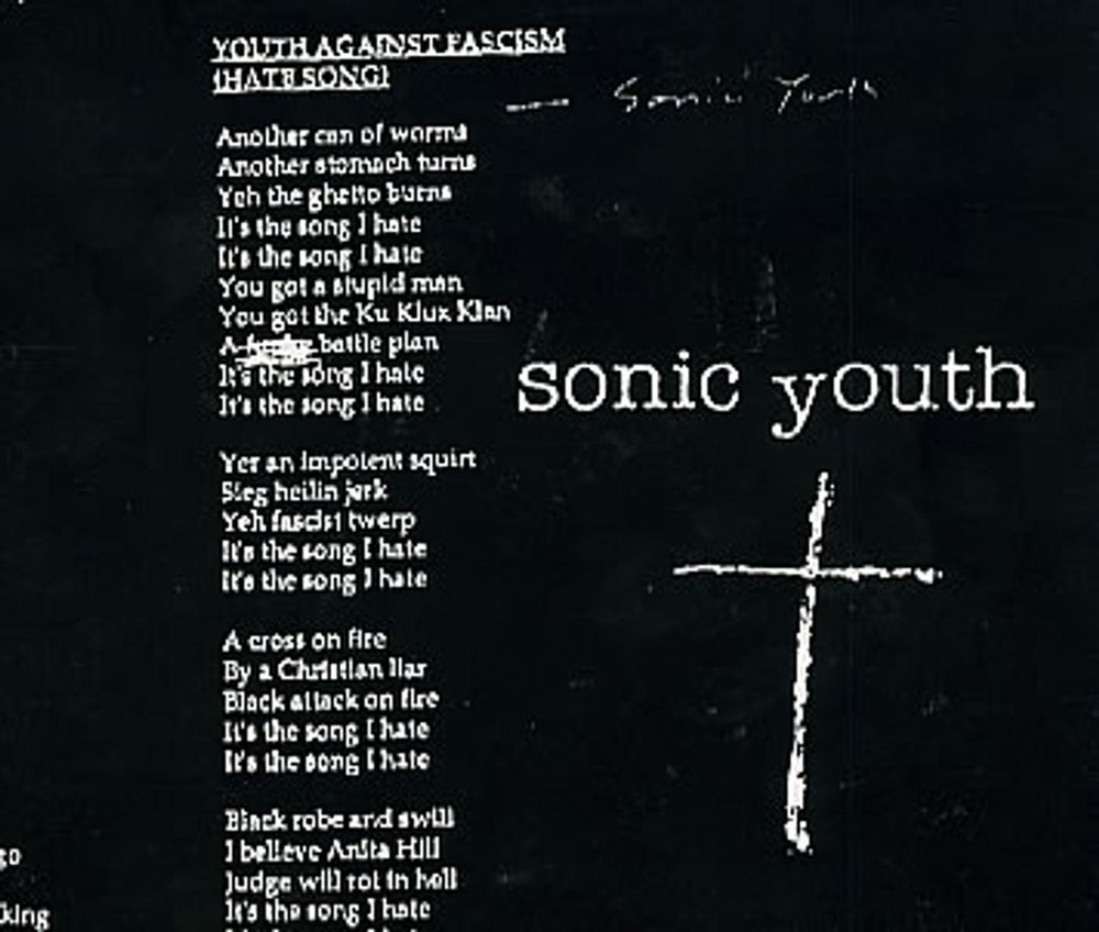 Sonic Youth Youth Against Facism UK CD single (CD5 / 5") GFSTD26