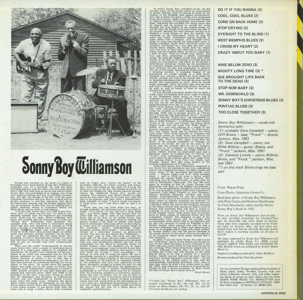 Sonny Boy Williamson King Biscuit Time US vinyl LP album (LP record)