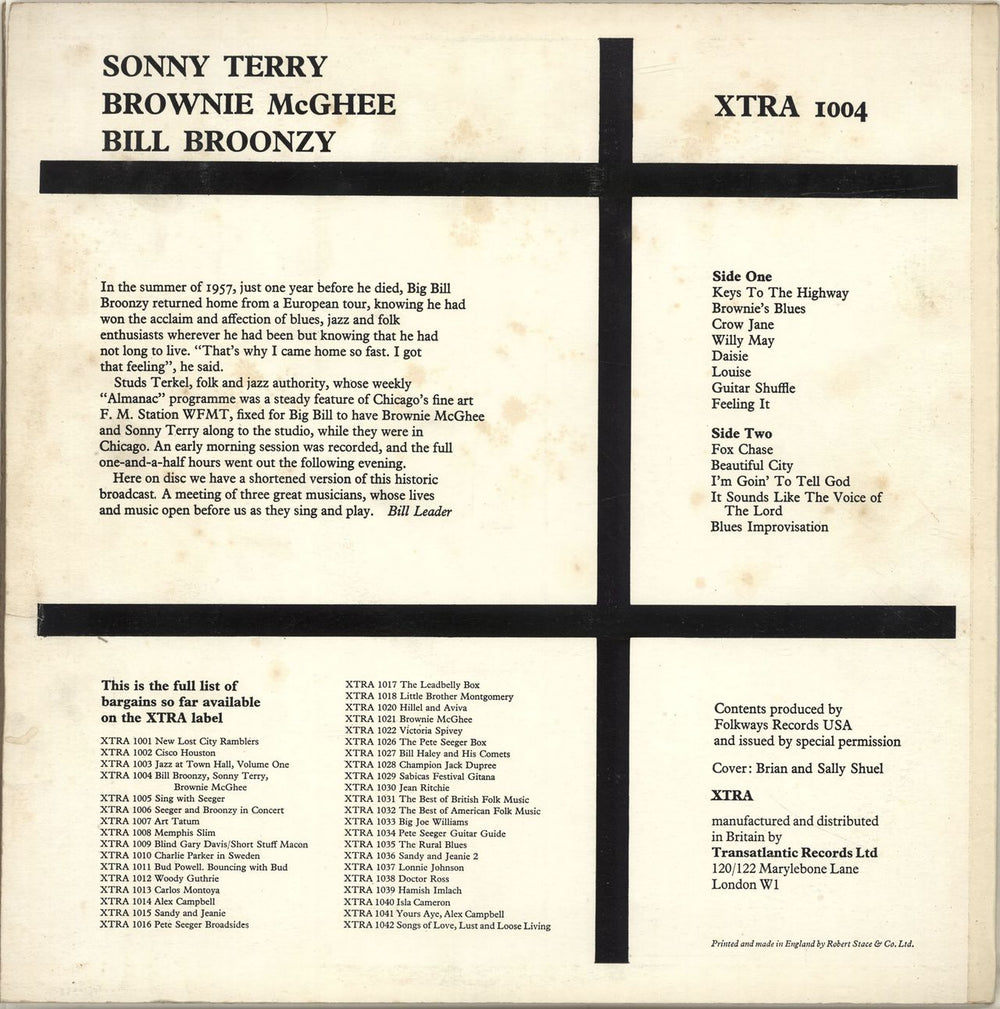 Sonny Terry & Brownie McGhee Bill Broonzy Sonny Terry Brownie McGhee UK vinyl LP album (LP record)