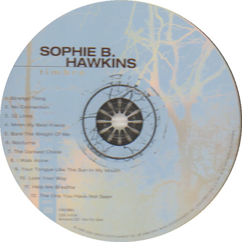 Sophie B Hawkins Timbre US Promo CD album (CDLP) SBHCDTI137110