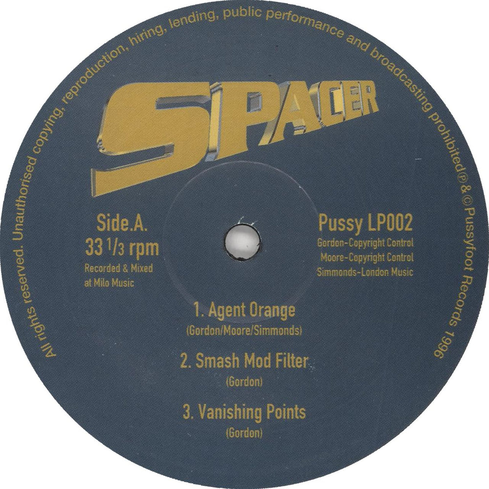 Spacer Agent Orange UK 12" vinyl single (12 inch record / Maxi-single) PUSSYLP002