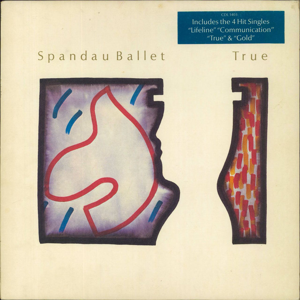 Spandau Ballet True - square hype sticker UK vinyl LP album (LP record) CDL1403