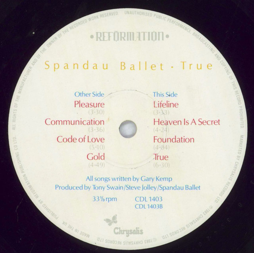 Spandau Ballet True - square hype sticker UK vinyl LP album (LP record) SPBLPTR762676