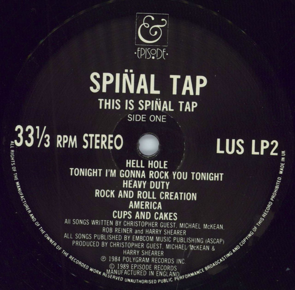 Spinal Tap This Is Spinal Tap UK vinyl LP album (LP record) TAPLPTH232751