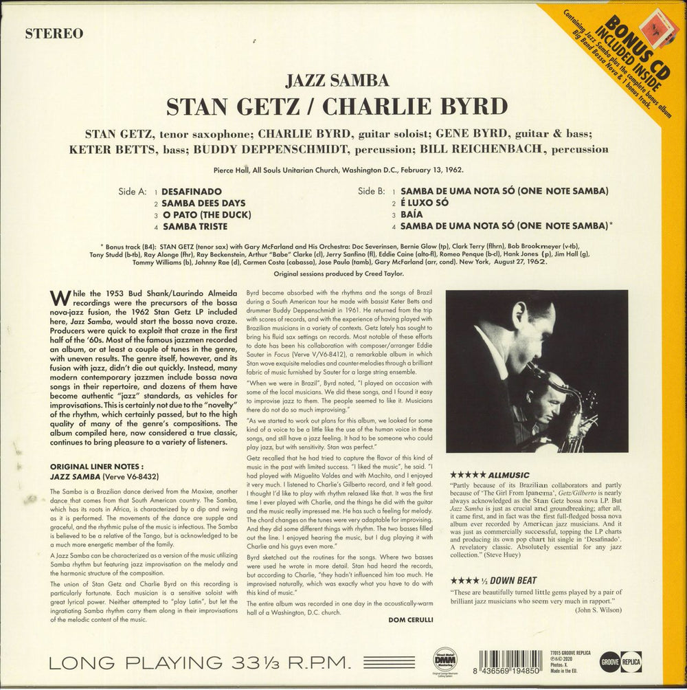 Stan Getz Jazz Samba -180gram UK vinyl LP album (LP record)