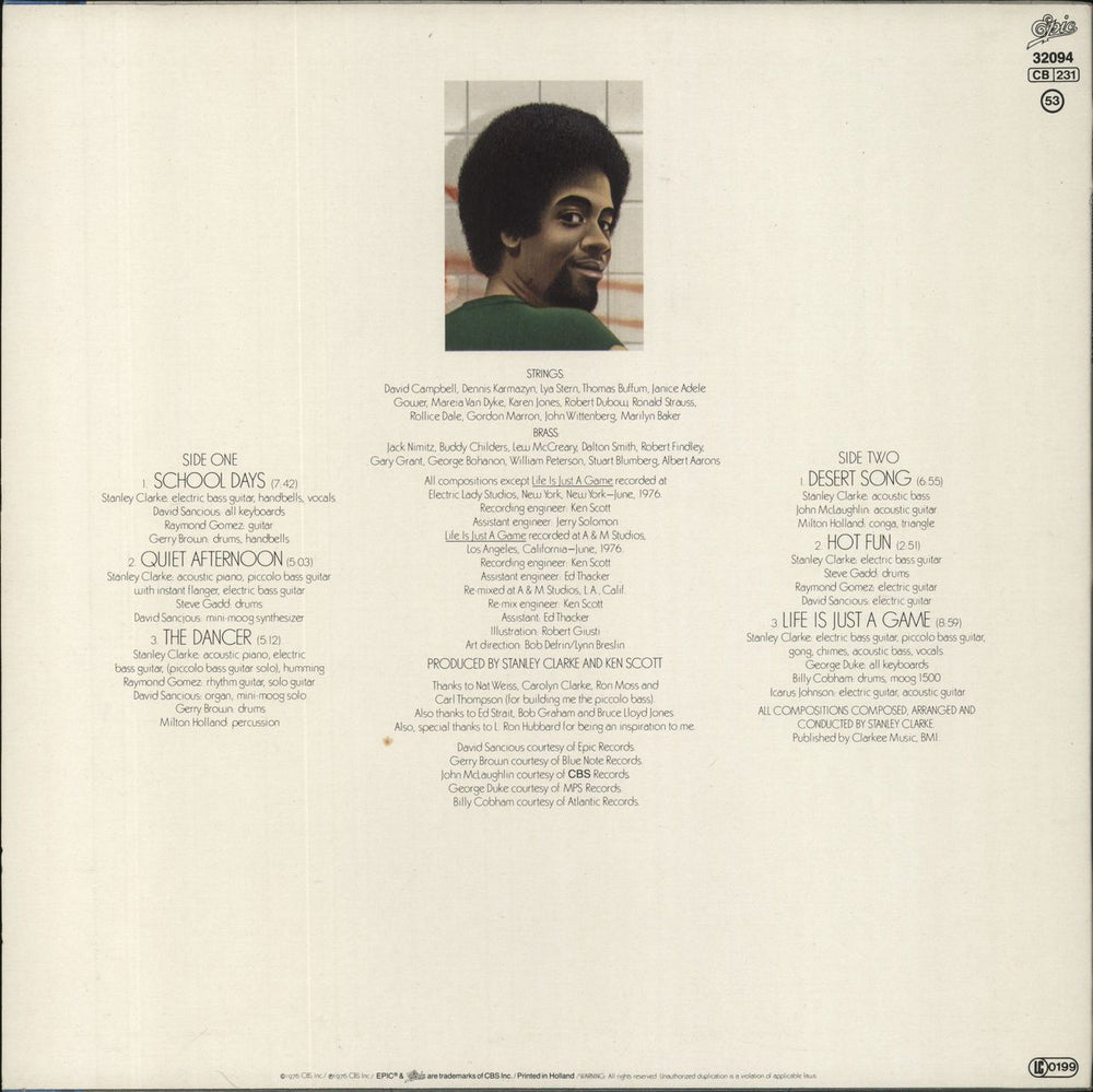 Stanley Clarke School Days UK vinyl LP album (LP record)