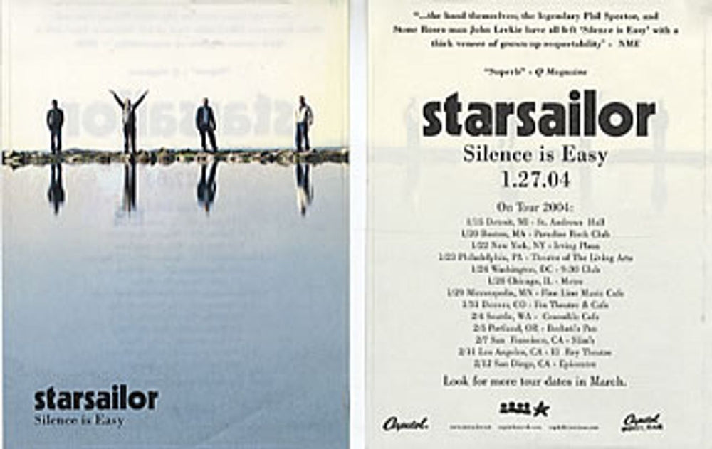 Starsailor Silence Is Easy US Promo memorabilia PROMO STICKERS