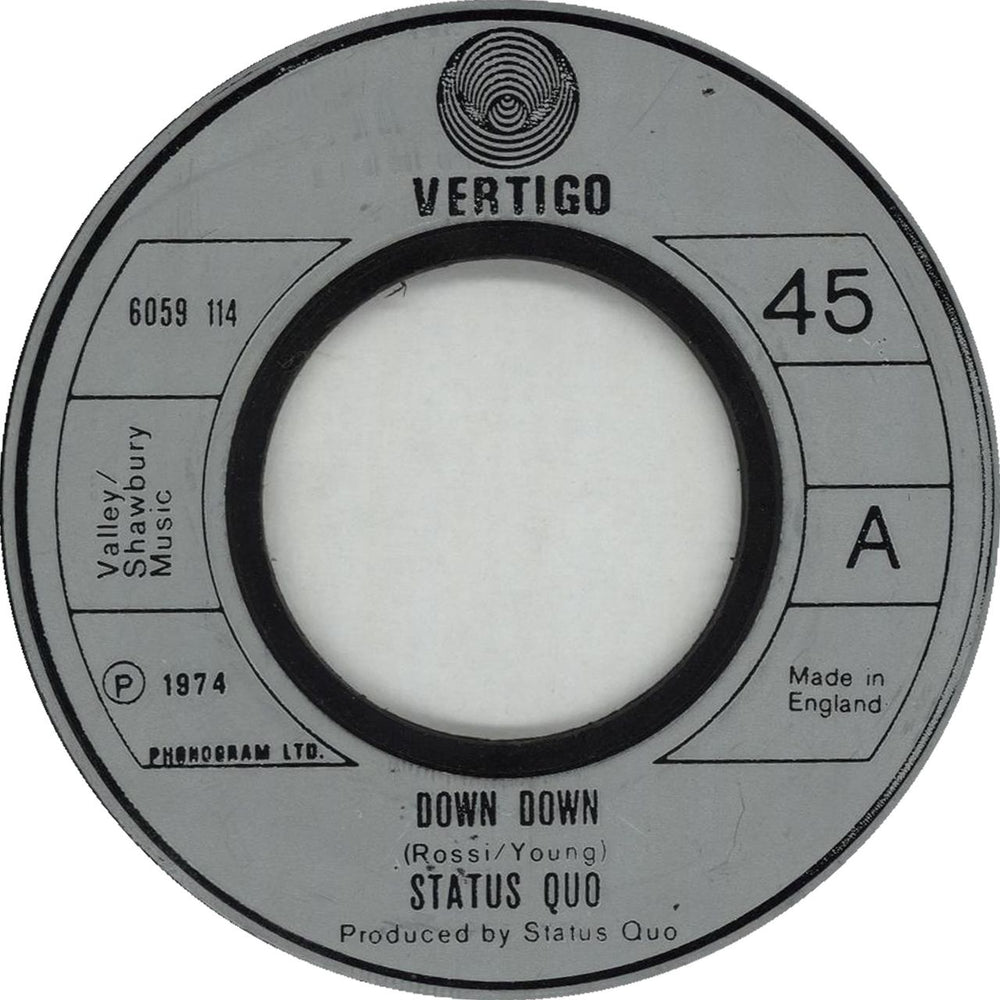 Status Quo Down Down - Jukebox UK 7" vinyl single (7 inch record / 45) 6059114