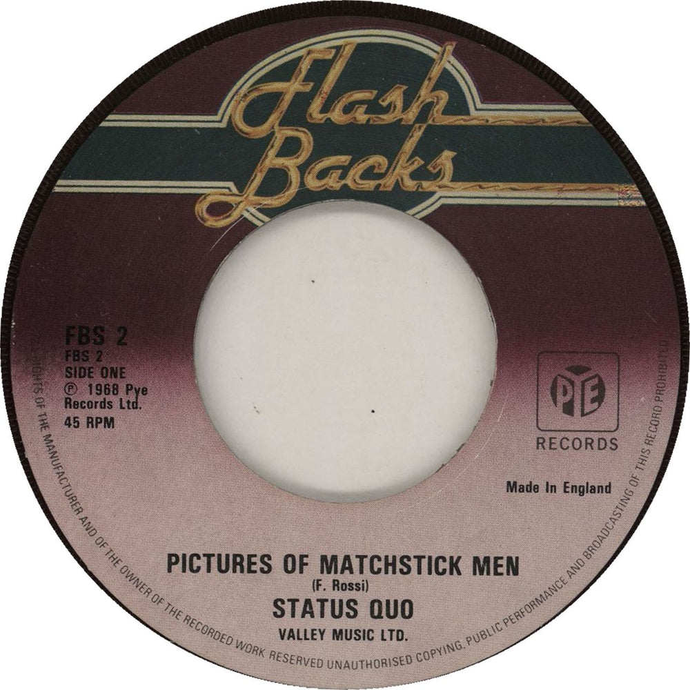 Status Quo Pictures Of Matchstick Men - wide UK 7" vinyl single (7 inch record / 45) FBS2