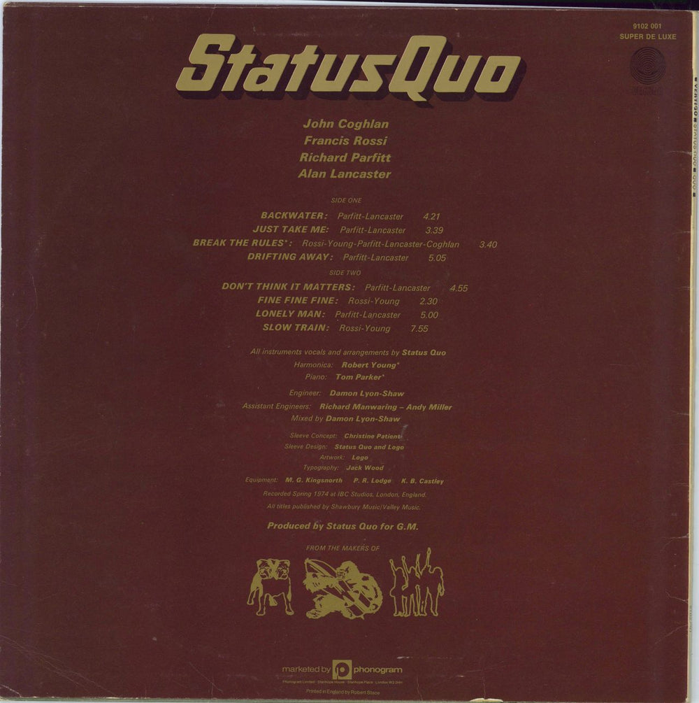 Status Quo Quo UK vinyl LP album (LP record)