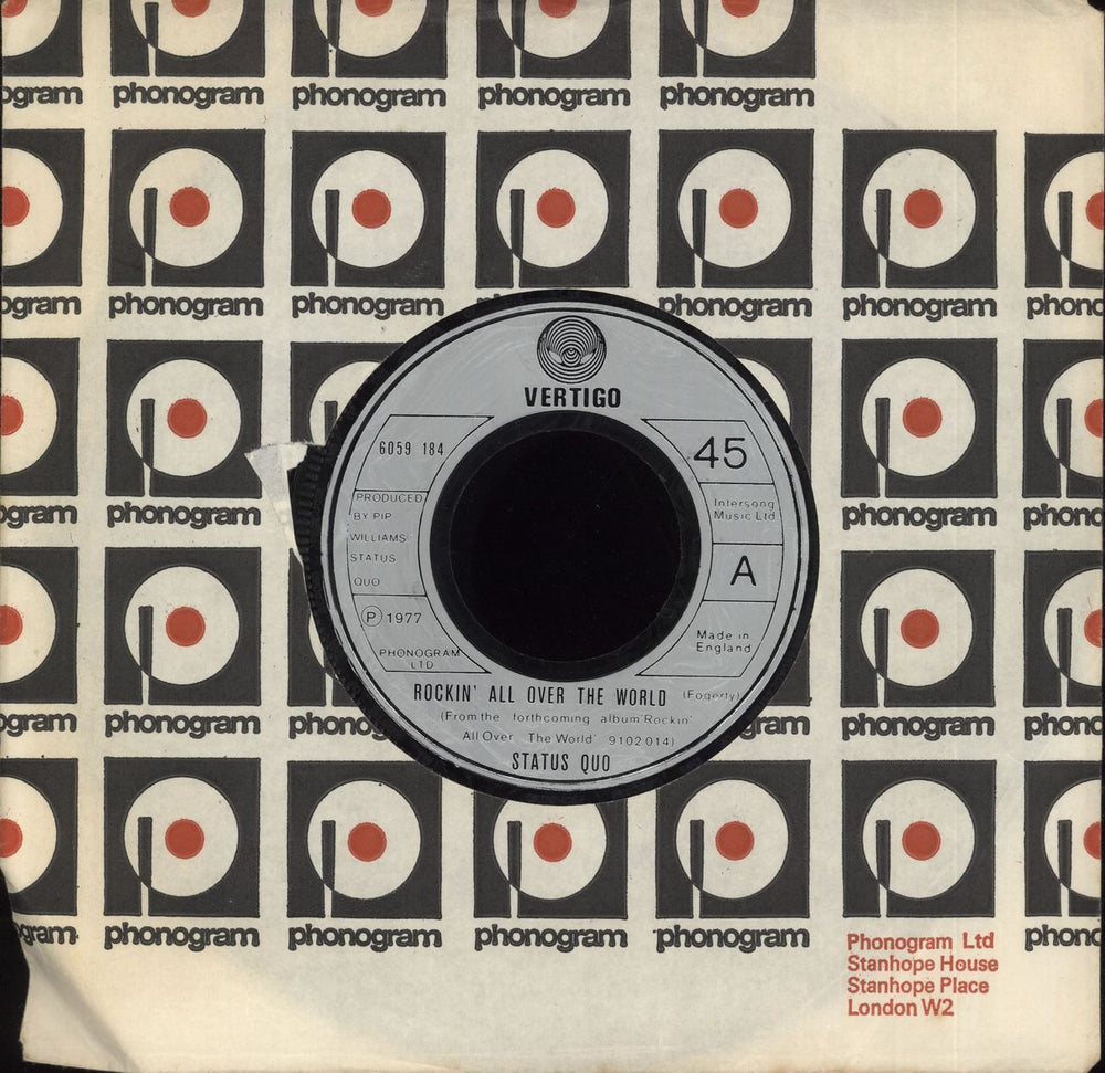 Status Quo Rockin' All Over The World - Jukebox UK 7" vinyl single (7 inch record / 45) 6059184