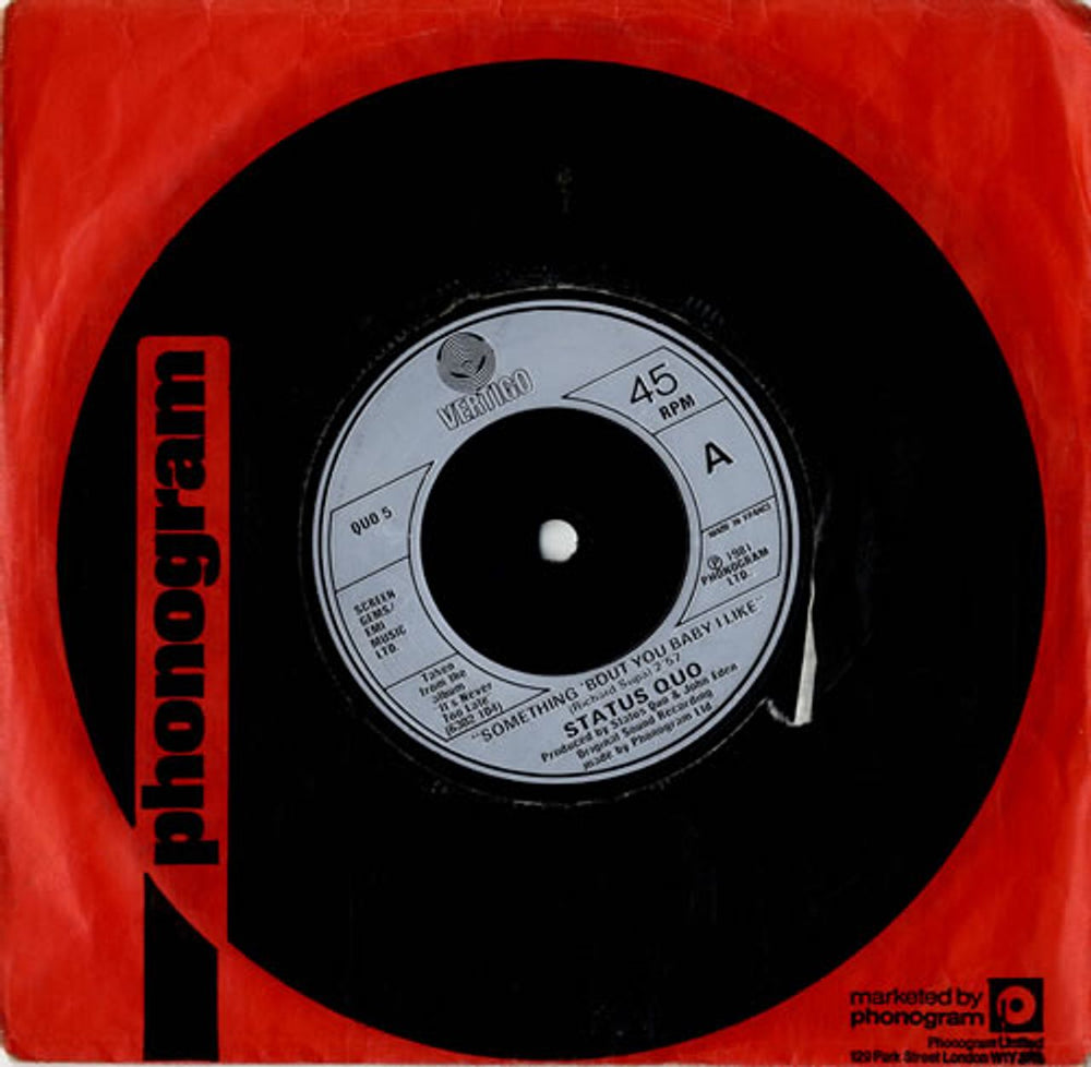 Status Quo Something 'Bout You Baby I Like UK 7" vinyl single (7 inch record / 45) QUO5