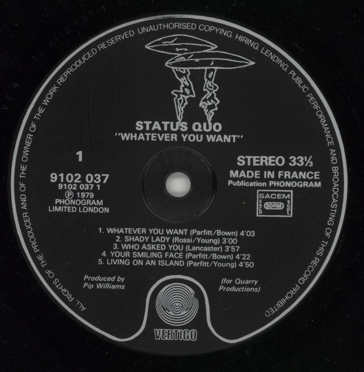 Status Quo Whatever You Want French Contract UK Vinyl LP —