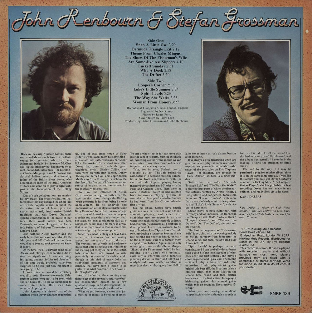 Stefan Grossman Stefan Grossman & John Renbourn + booklet UK vinyl LP album (LP record)